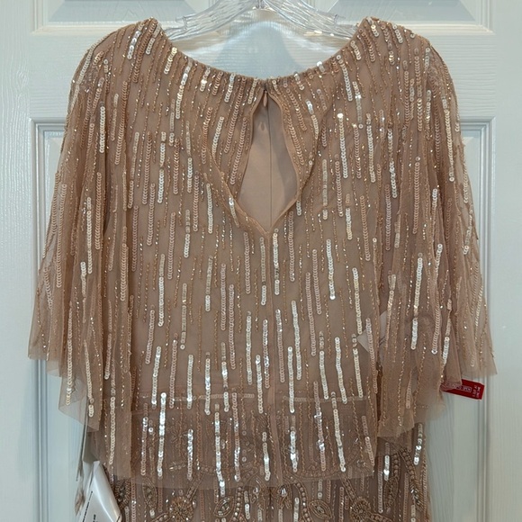 NWT Mac Duggal 9064 Pink Embellished Cap Sleeve Faux Wrap Trumpet Gown Size 10 - Picture 11 of 11